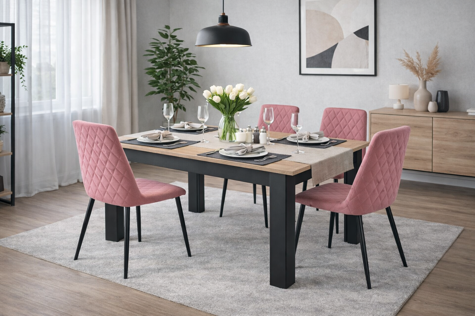 120x80 CRAFT BLACK + 4 TURIN ROSE (BLACK)